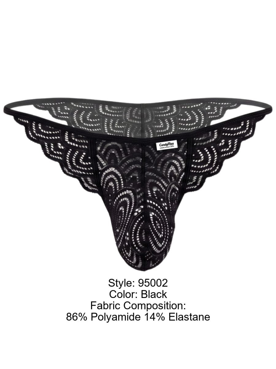 CandyMan 95002 Men's Underwear Seductive Lace Briefs Color Black