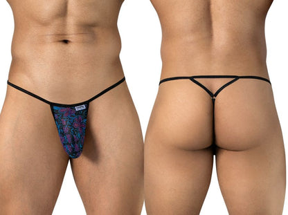 Stylish Printed Blue Mesh Thong - view 1
