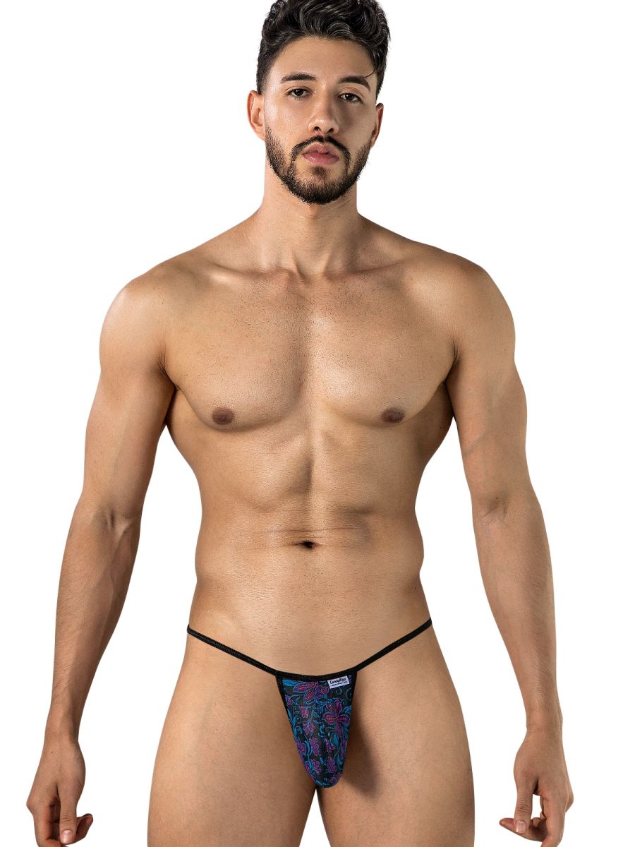 Stylish Printed Blue Mesh Thong - view 2