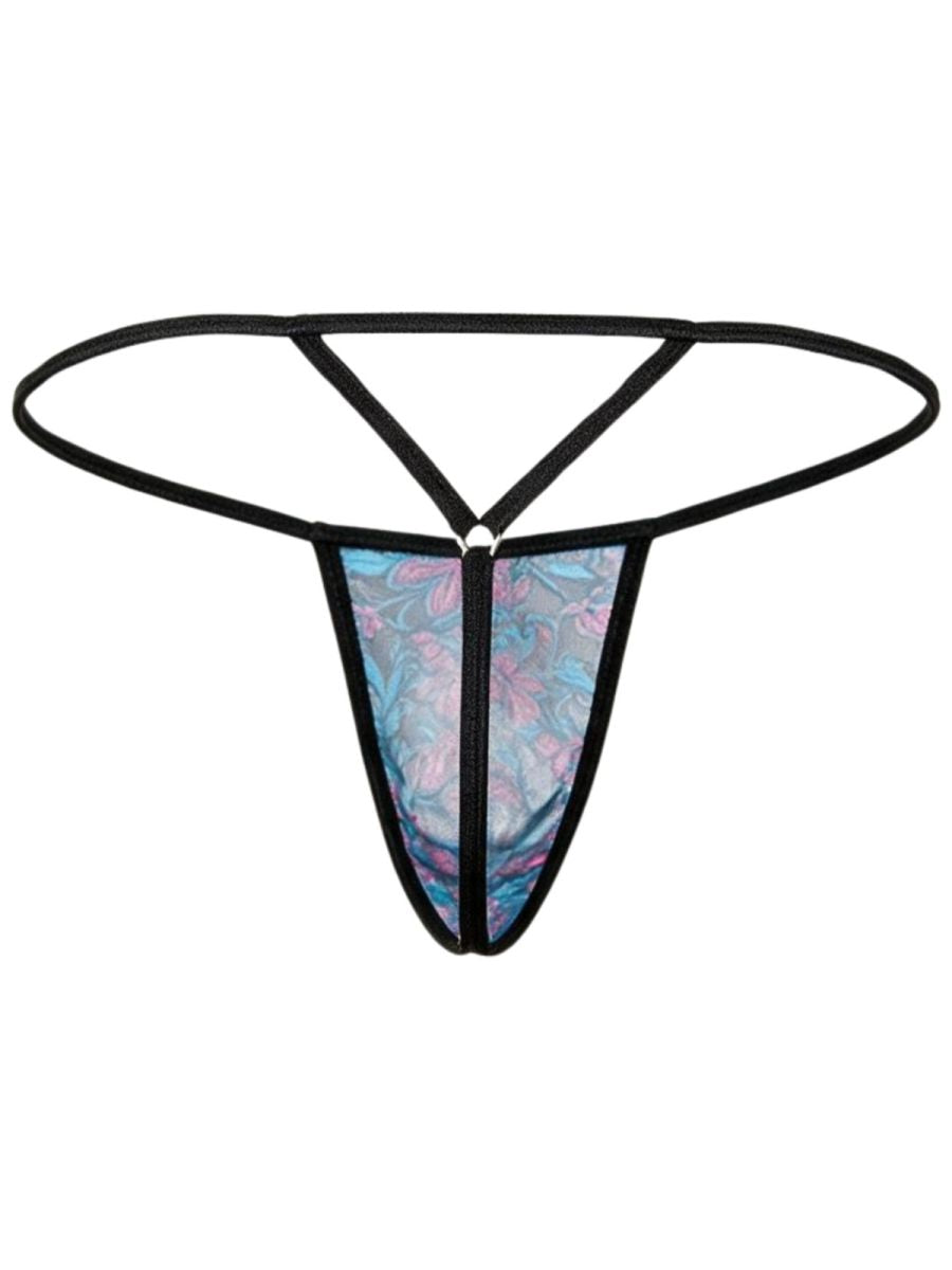 CandyMan 95004 Men's Underwear Stylish Mesh Thongs Color Printed Blue