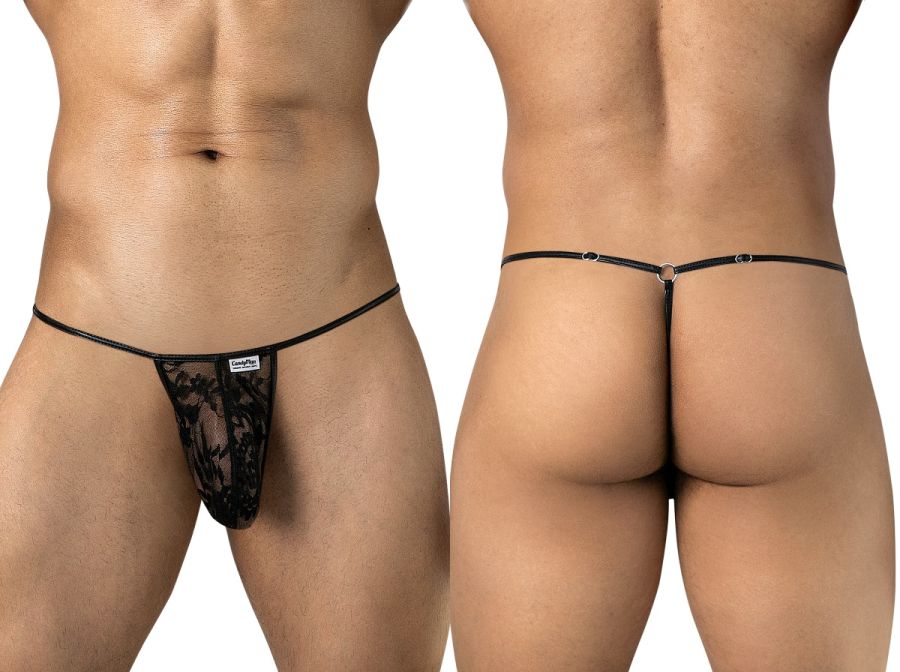 Seductive Black Lace Sheer Thong - view 1