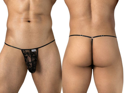 Seductive Black Lace Sheer Thong - view 1