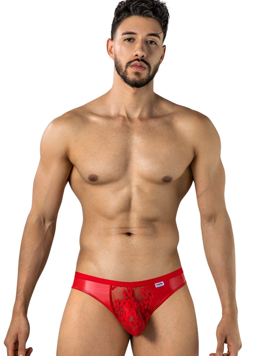 Seductive Red Lace Sheer Thong - view 2