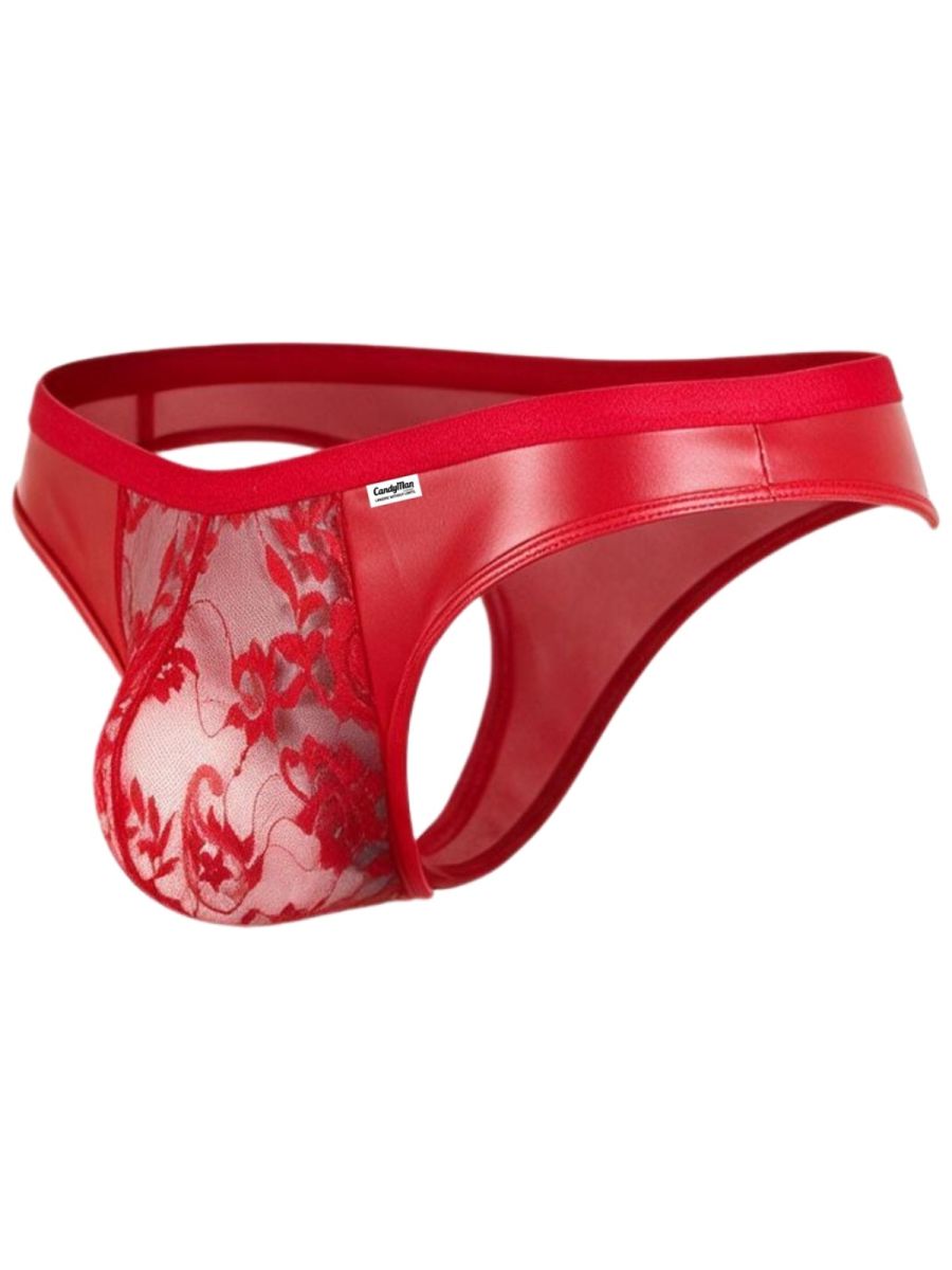 Seductive Red Lace Sheer Thong - view 7