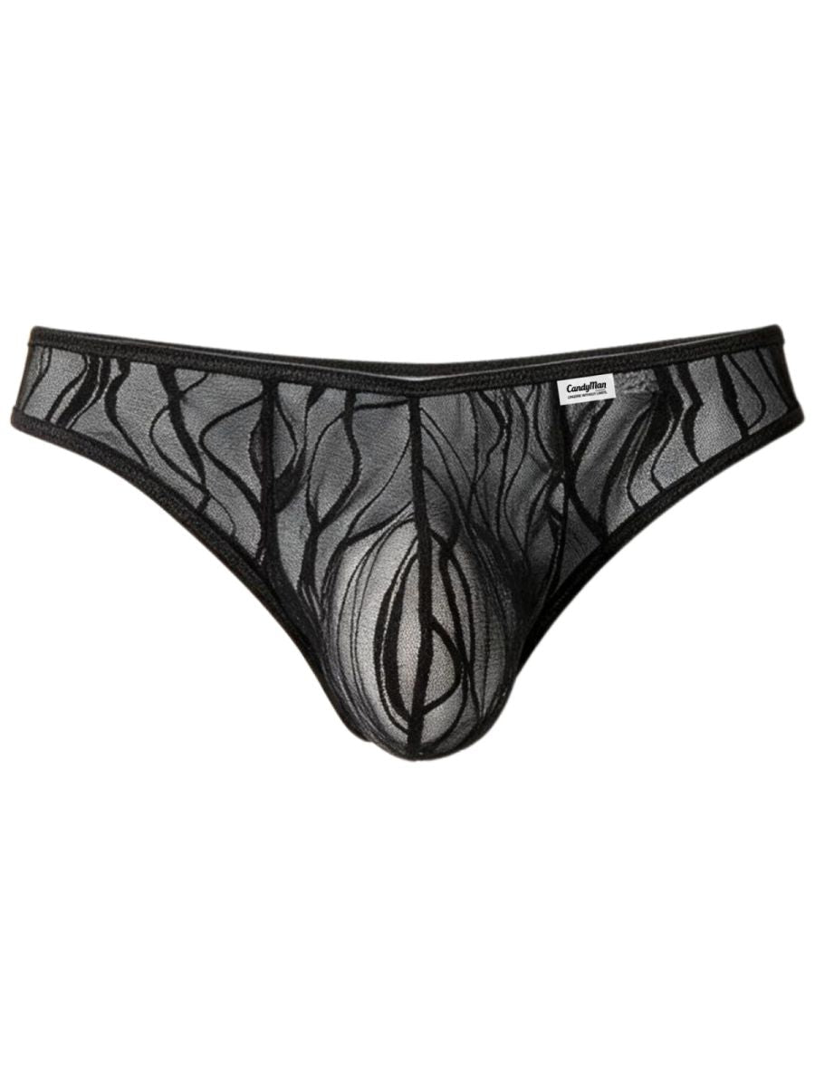 CandyMan 95011 Men's Underwear Seductive Lace Thongs Color Black