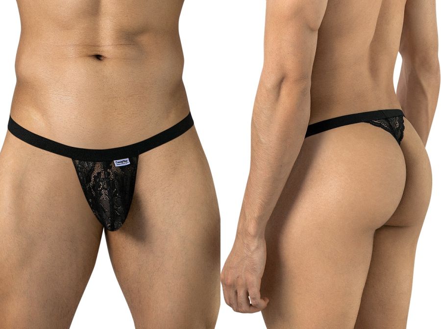 CandyMan 95013 Men's Underwear Seductive Lace Thongs Color Black