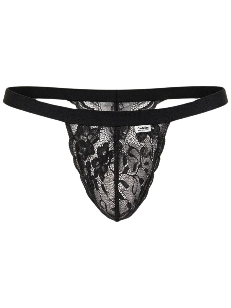 Seductive Black Lace Pouch Thong - view 5