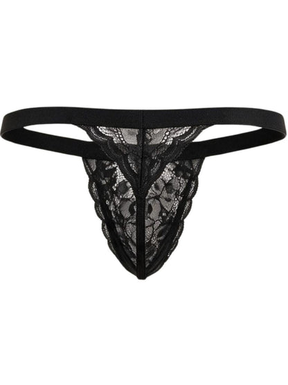 Seductive Black Lace Pouch Thong - view 6