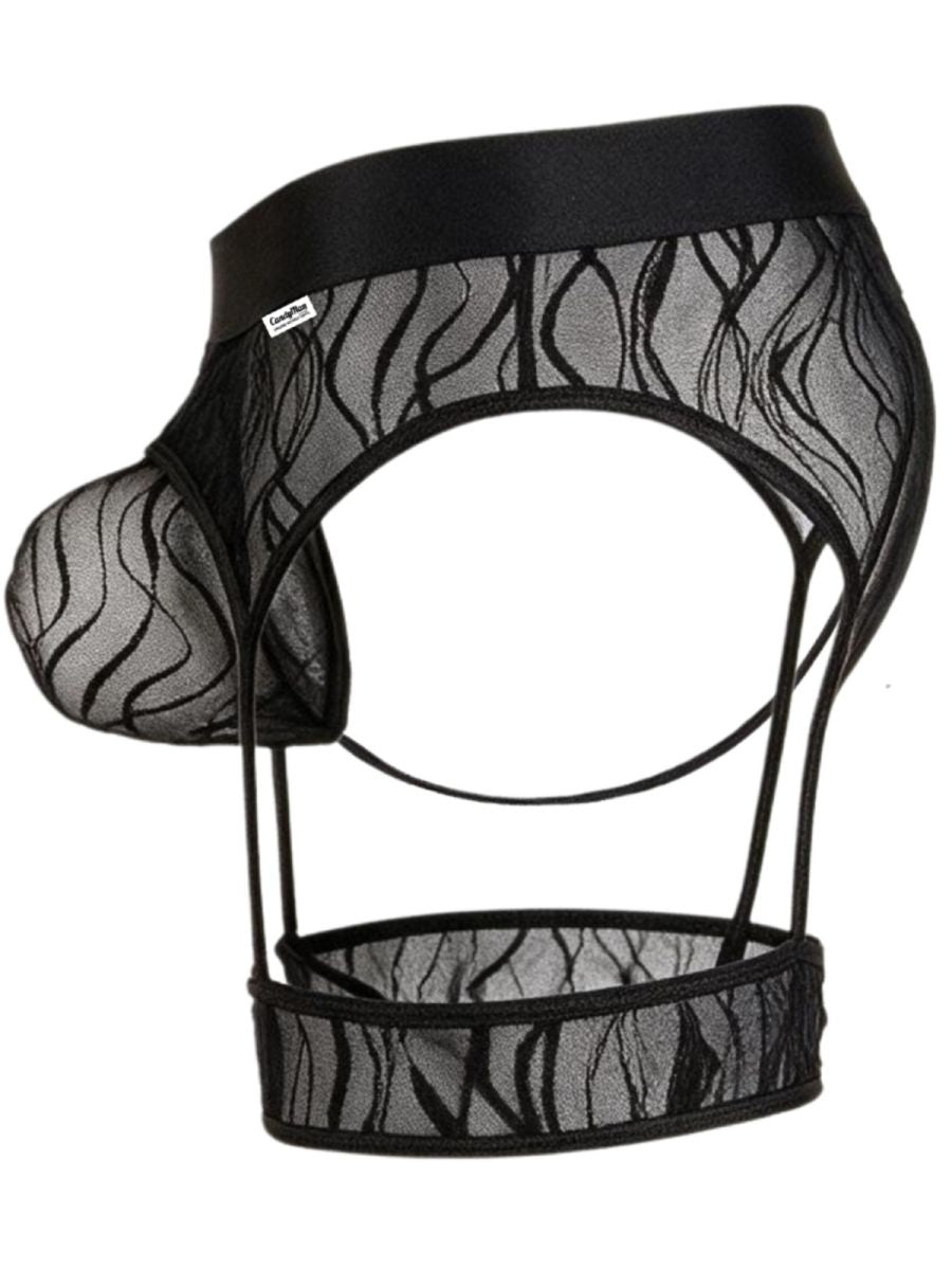 CandyMan 95014 Men's Underwear Seductive Garter Thongs Color Black