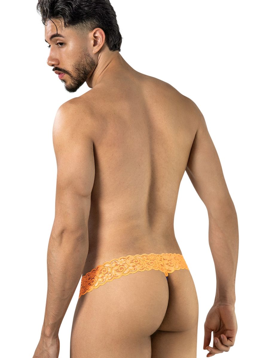 Seductive Blue-Hot Orange Lace Thong - view 3