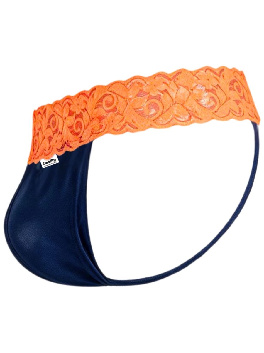 Seductive Blue-Hot Orange Lace Thong - view 7