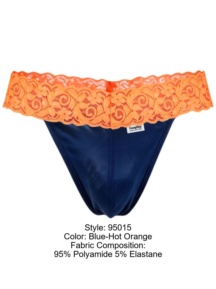Seductive Blue-Hot Orange Lace Thong - view 8
