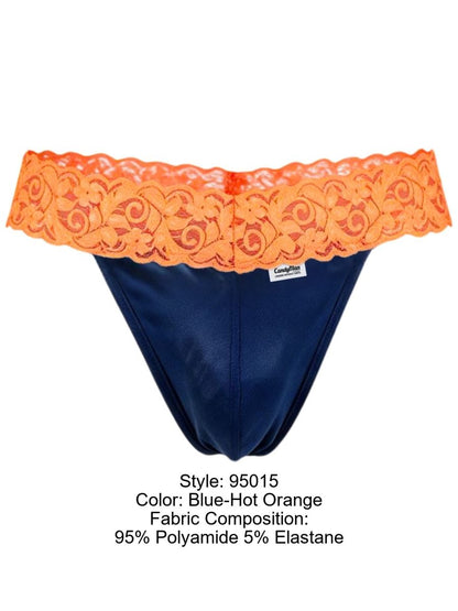Seductive Blue-Hot Orange Lace Thong - view 8