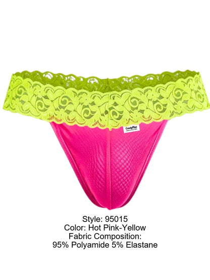 Seductive Pink-Yellow Lace Thong - view 8