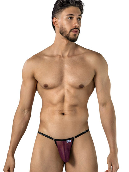 Sexy Wine Mesh Thong - view 2