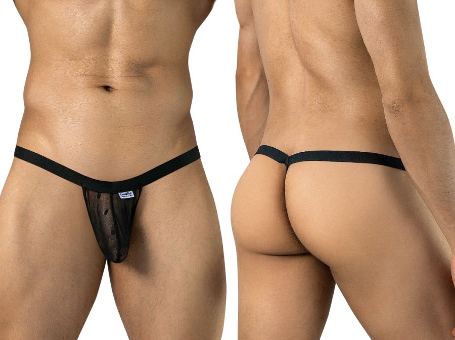 Black Mesh Sheer Thong - view 1