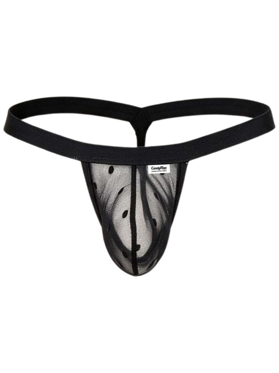 Black Mesh Sheer Thong - view 5