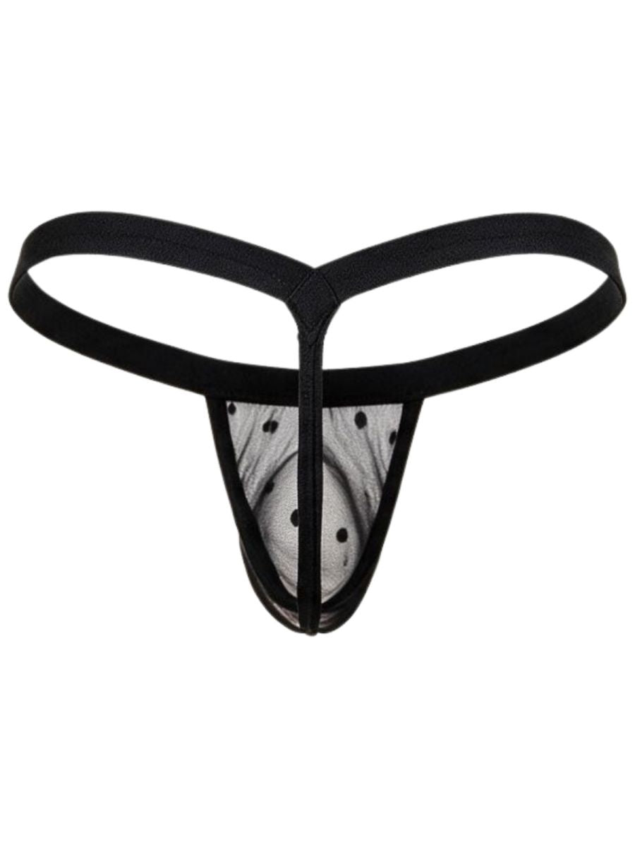 Black Mesh Sheer Thong - view 6