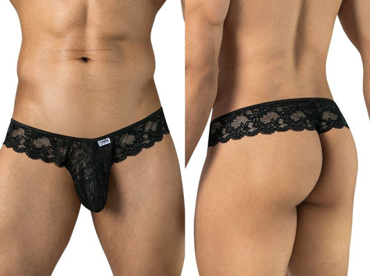 CandyMan 95019 Men's Underwear Elegant Lace Thongs Color Black