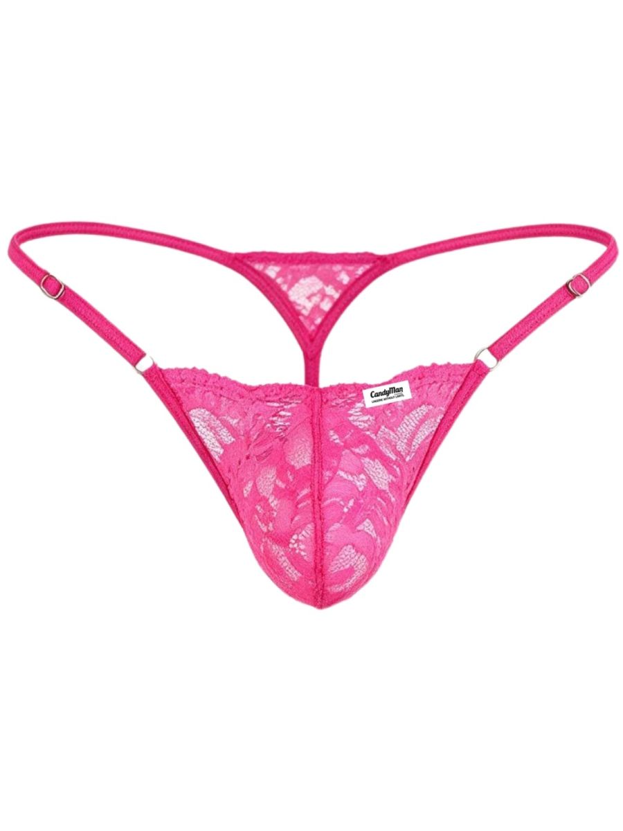 Sensual Pink Lace Polyamide Thong - view 5