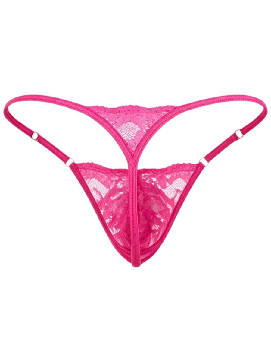 Sensual Pink Lace Polyamide Thong - view 6