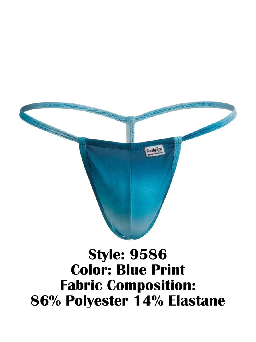 CandyMan 9586 Men's Underwear Mini G-String Color Blue Print