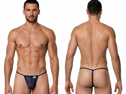 Mini Dark Blue Mesh G-String - view 1