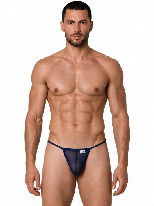 CandyMan 9586 Men's Underwear Mini G-String Color Dark Blue Mesh