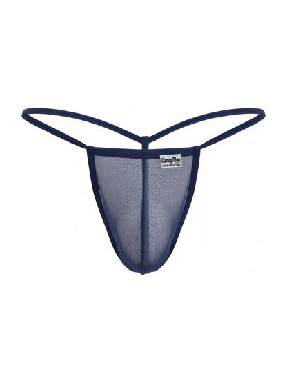 Mini Dark Blue Mesh G-String - view 5