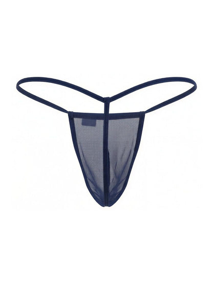 Mini Dark Blue Mesh G-String - view 6