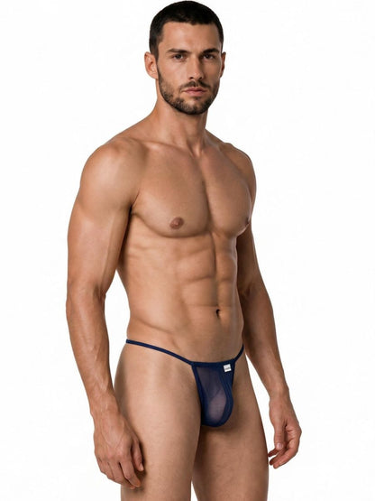 Mini Dark Blue Mesh G-String - view 4