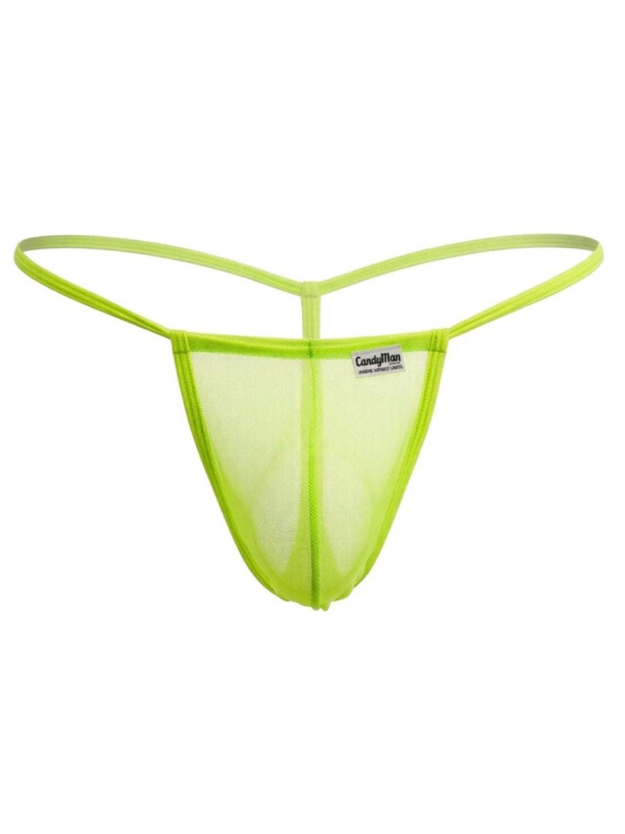 CandyMan 9586 Men's Underwear Mini G-String Color Hot Green Mesh