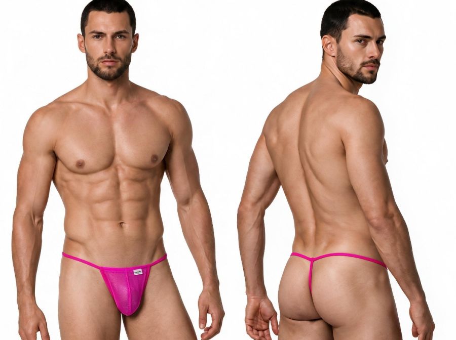 Mini Magenta Mesh G-String - view 1