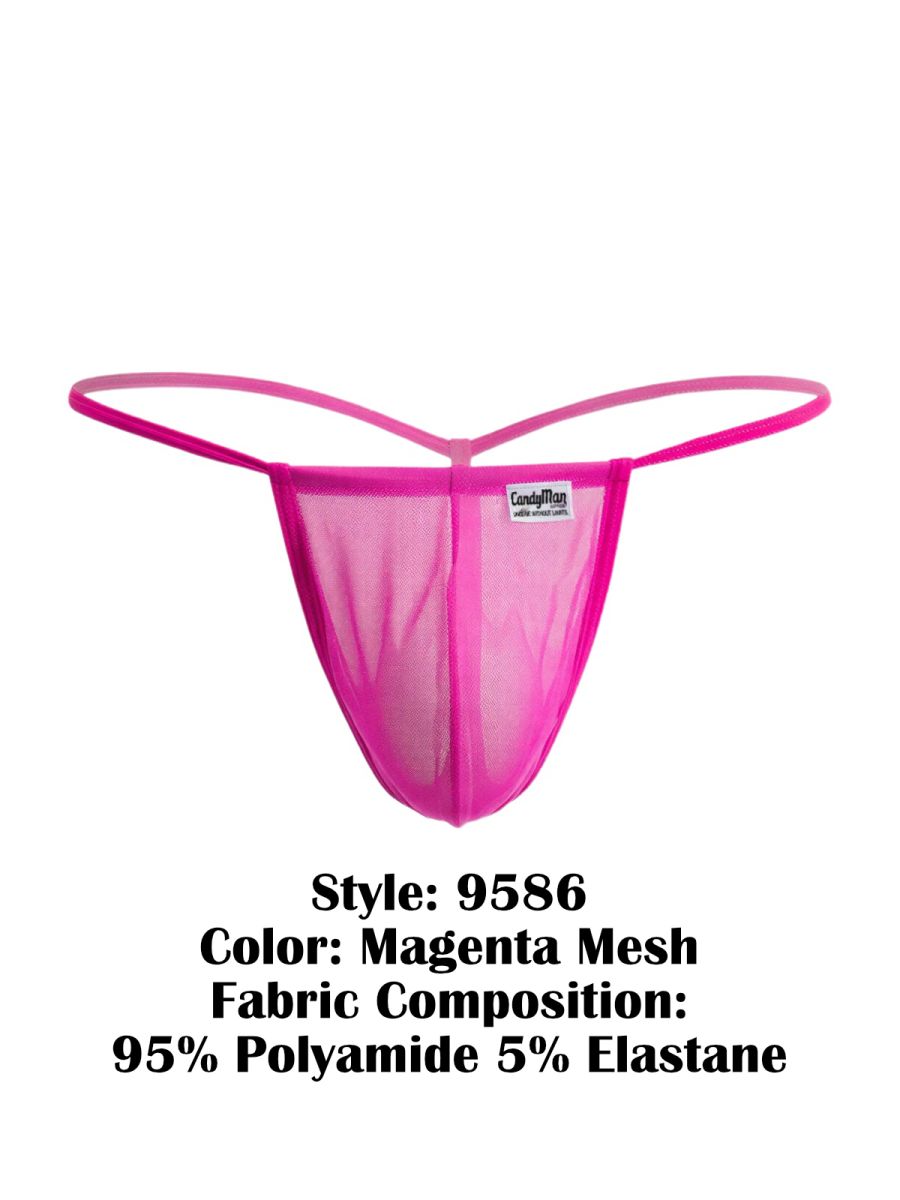 CandyMan 9586 Men's Underwear Mini G-String Color Magenta Mesh