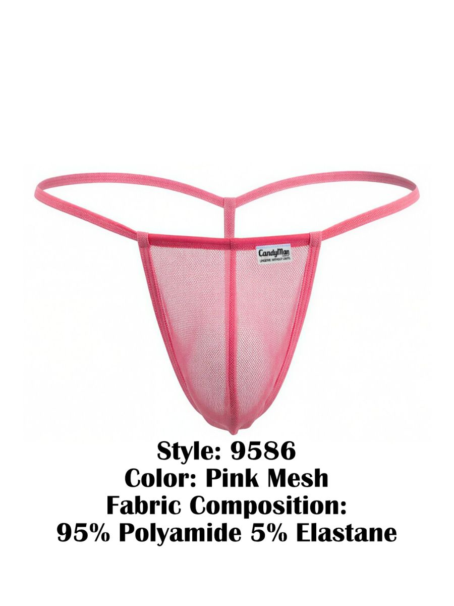 CandyMan 9586 Men's Underwear Mini G-String Color Pink Mesh