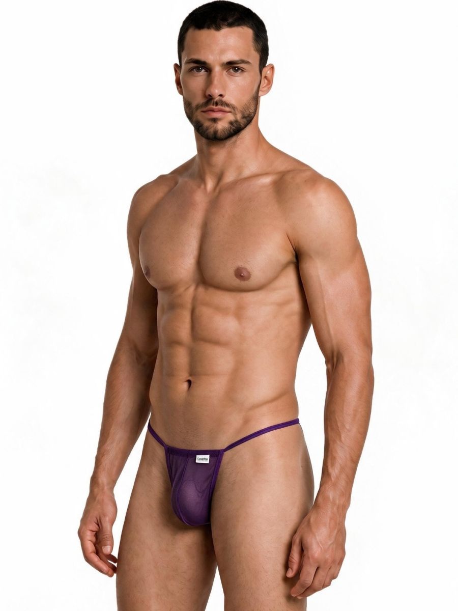 CandyMan 9586 Men's Underwear Mini G-String Color Purple Mesh