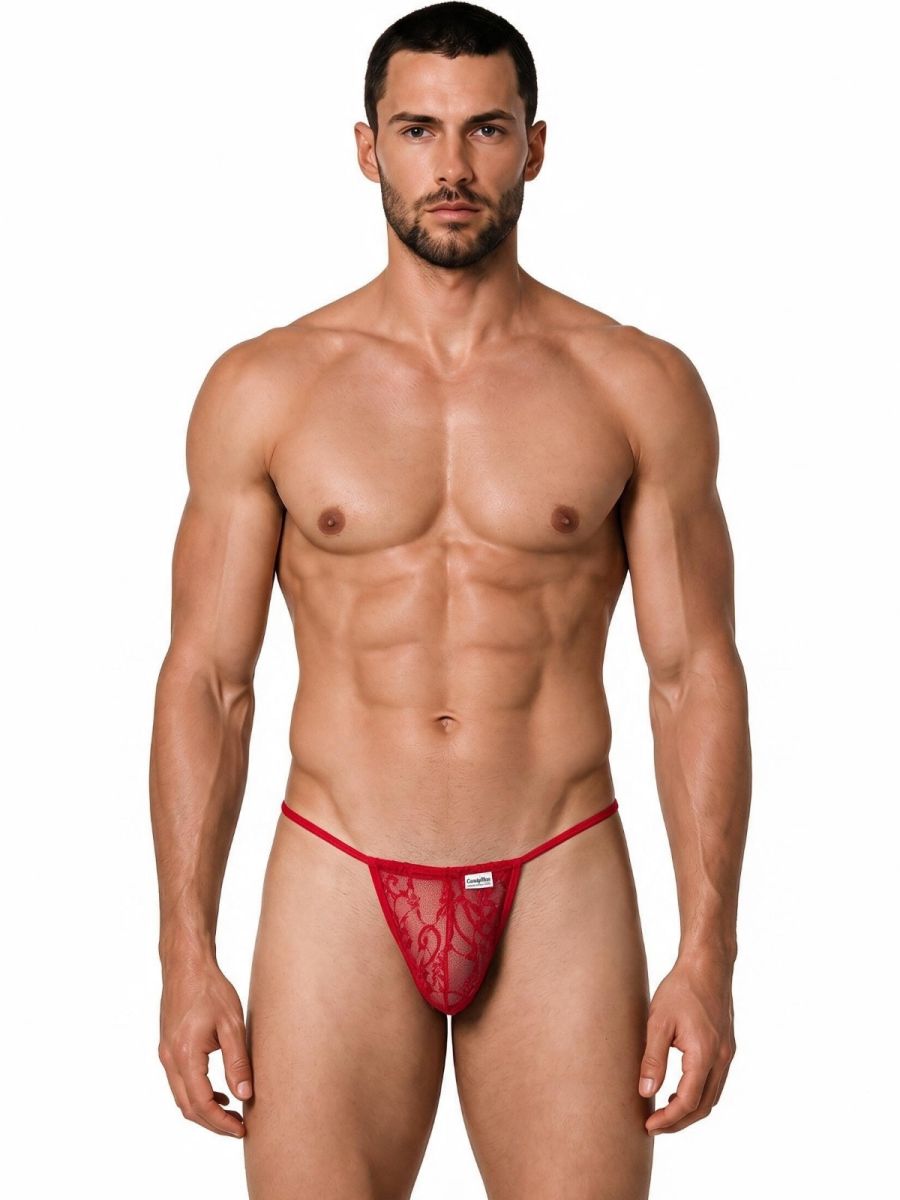 CandyMan 9586 Men's Underwear Mini G-String Color Red Lace