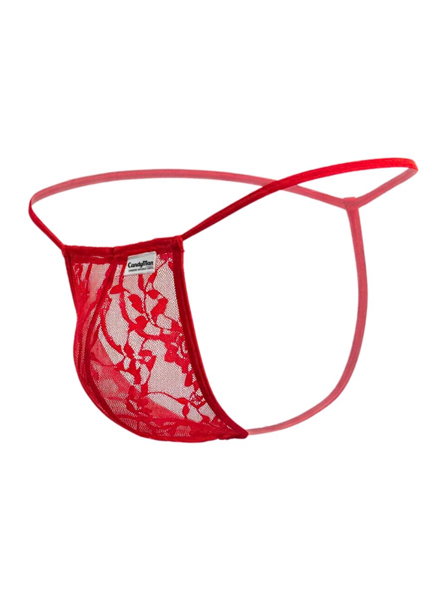 CandyMan 9586 Men's Underwear Mini G-String Color Red Lace
