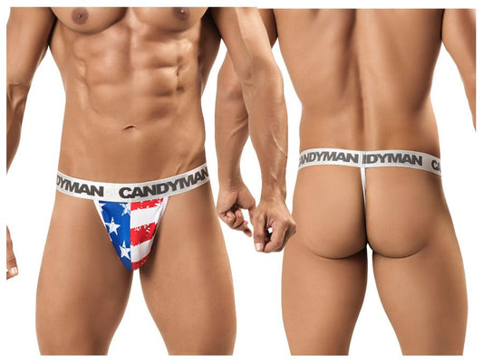 CandyMan Men's Underwear 99154 Patriotic Thong Multi-colored