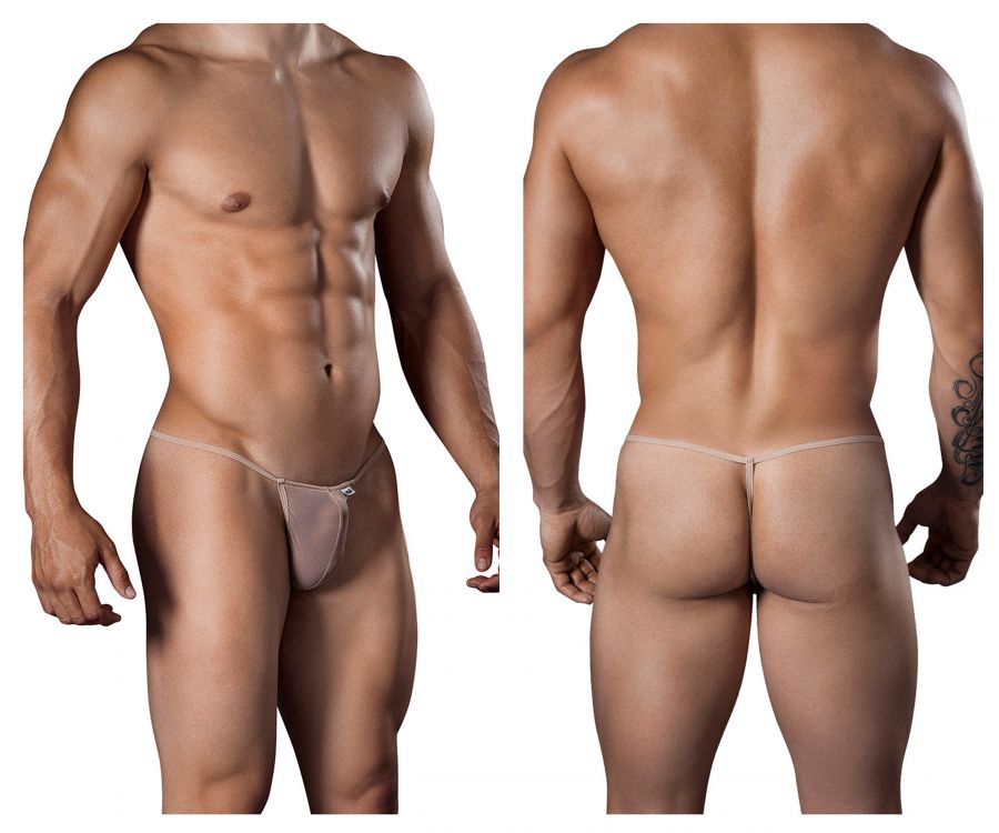 CandyMan G-String Mesh Thongs - Beige
