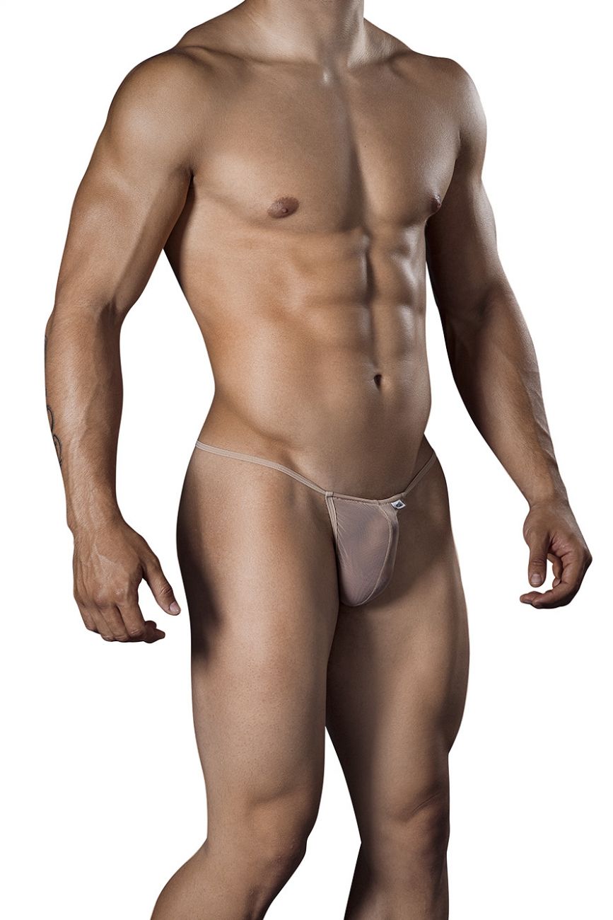 CandyMan 99246 Men's Underwear G-String Mesh Thongs Color Beige