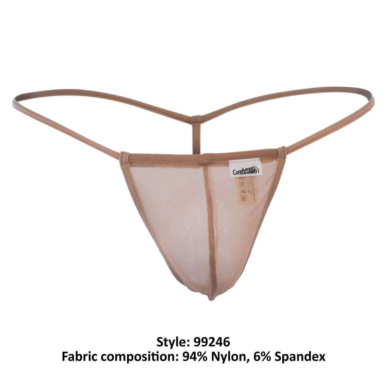 CandyMan 99246 Men's Underwear G-String Mesh Thongs Color Beige