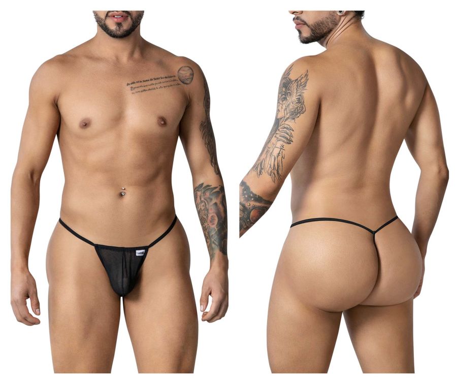 CandyMan 99246 Men's Underwear G-String Mesh Thongs Color Black
