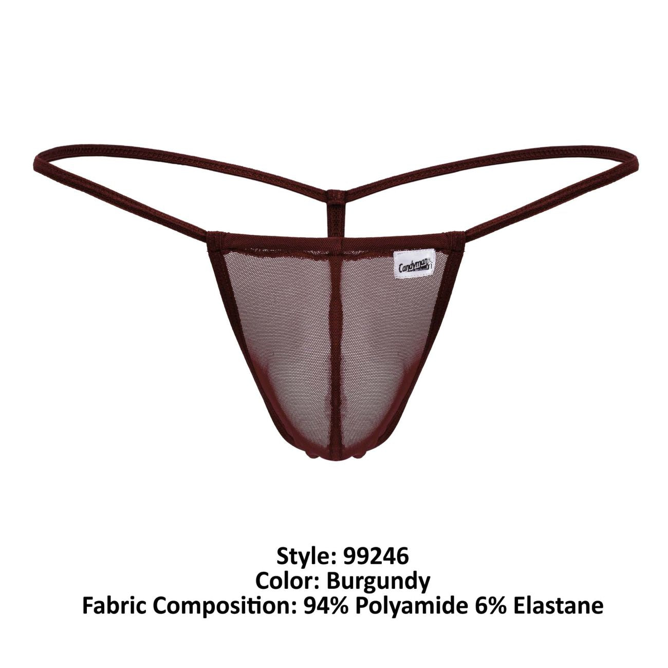 CandyMan 99246 Men's Underwear G-String Mesh Thongs Color Burgundy