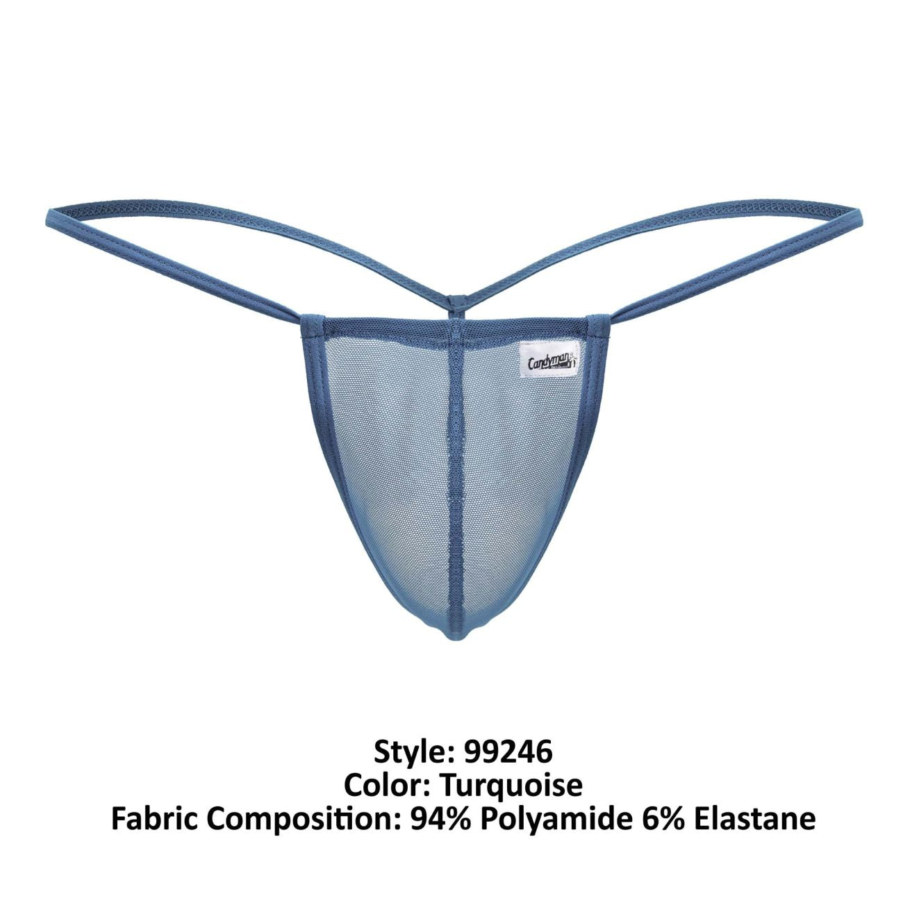 CandyMan 99246 Men's Underwear G-String Mesh Thongs Color Turquoise
