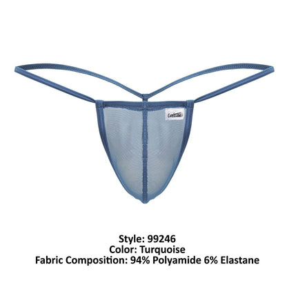 CandyMan 99246 Men's Underwear G-String Mesh Thongs Color Turquoise