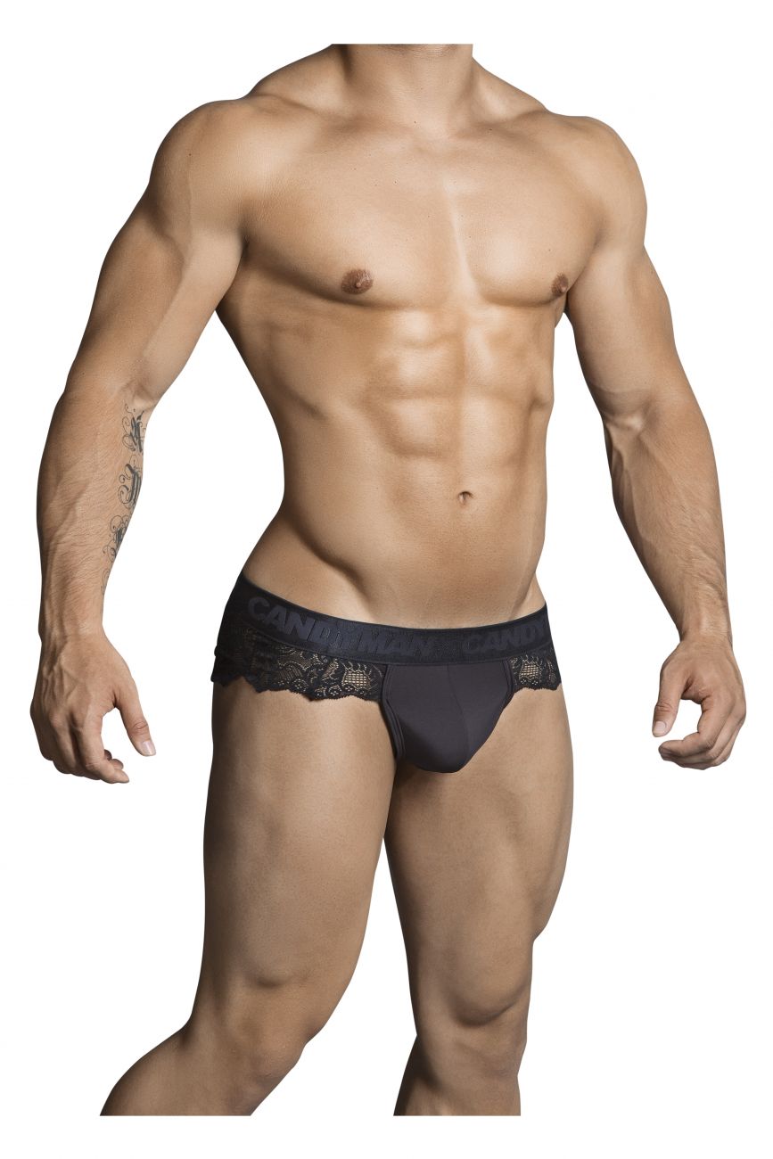 CandyMan 99304 Men's Underwear Lace Thongs Color Black