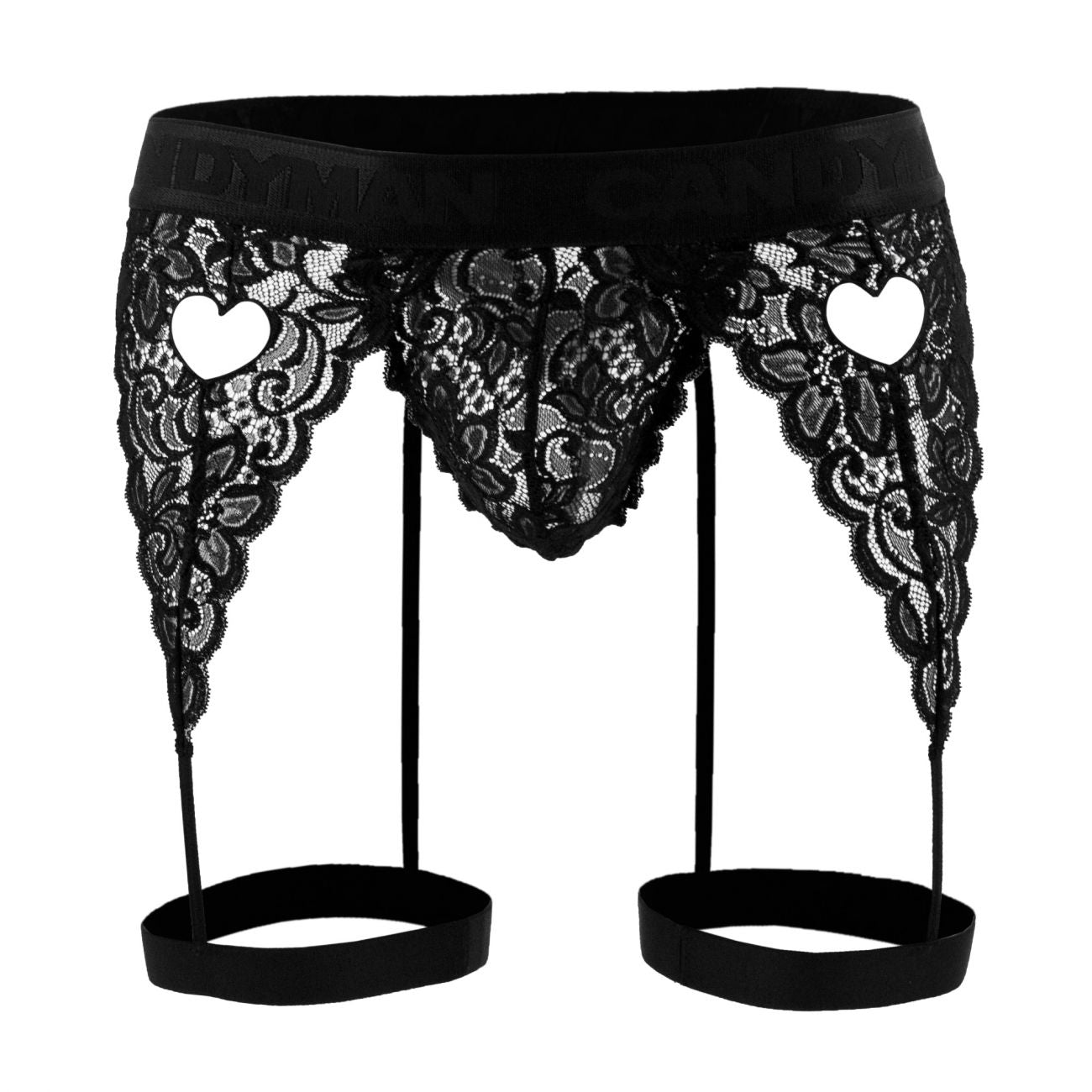CandyMan 99310 Men's Underwear Lace Garther Thongs Color Black