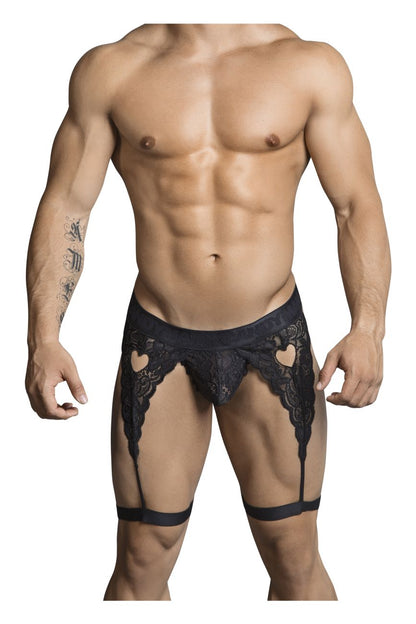 CandyMan 99310 Men's Underwear Lace Garther Thongs Color Black