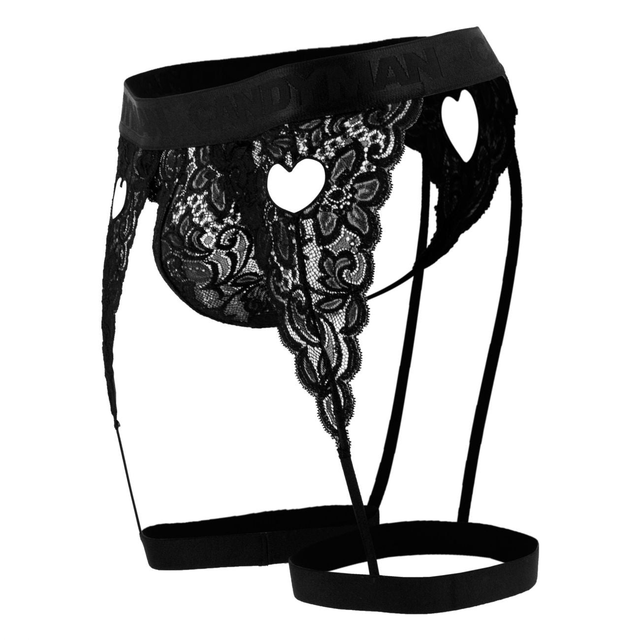 CandyMan 99310 Men's Underwear Lace Garther Thongs Color Black
